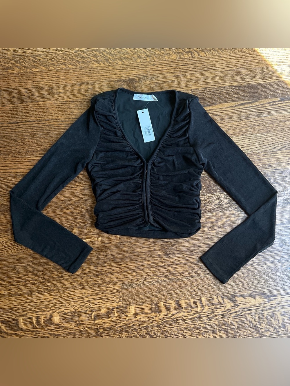 NWT Glassons Long Sleeve Top with Hooks and Eyes, Corset Style